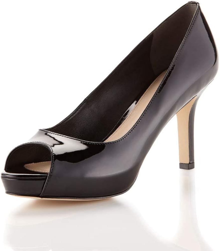 black patent peep toes