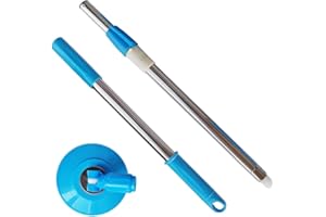 Spin Mop Pole Handle Replacement - 360 Degrees Rotating Telescopic, Enhanced Thickened, for Home and Office Cleaning (Blue)