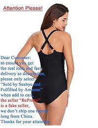 Seabye Trajes de baño de una sola pieza para dama, estilo retro, con control de barriga, sexy, cuello en V, monokini