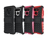 LG G6 Case, HLCT Rugged Shock Proof Dual-Layer PC and Inner TPU Case With Built-In Kickstand for LG G6 (2016) (Black)