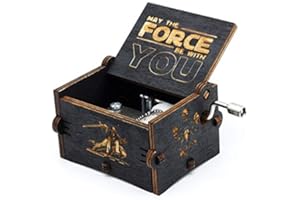 Youtang Mini Size Wooden Music Box Star Wars Hand Crank Musical Box Carved Wooden Music Boxes,Play Star Wars Theme Song,Black