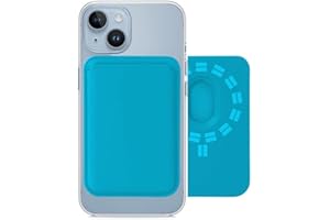 vyaji Mag Safe Wallet with Double-Row Magnets - Minimalism Leather Mag Safe Card Holder - Slim Magnetic Wallet for iPhone 15/14/13/12 Series Model and Magsafe Case - Max Fit 3 Cards Sky Blue