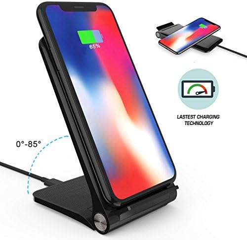 Fast Wireless Charger, Foldable 7.5W Fast Wireless Charger for iPhone X/8/8 Plus,10W Fast Wireless Charger for Samsung Galaxy S9/Plus/S8/Plus/Note 8, 5W for All Qi-enabled Phones(No AC Adapter)