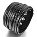 INBLUE Men's Large Alloy Genuine Leather Bracelet Bangle Cuff Black Silver Punk Rock Adjustable Fit 7~9 inch