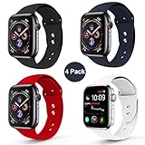 NUKELOLO Sport Band Compatible with Apple Watch 42MM 44MM,Soft Silicone Replacement Strap Compatible for Apple Watch Series 4/3/2/1 [S/M Size in Black/White/Midnight Blue/Red]
