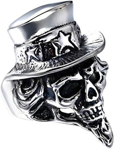 Men's Stainless Steel Star Skull Ring Band Vintage Fashion Classic Gothic Tribal Biker Punk Silver Black