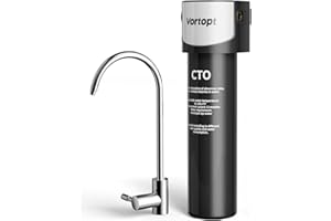 Vortopt Under Sink Water Filter System - NSF/ANSI 42 Certified Water Purifier, 19000 Galloons Large Flow Flux, Reduces PFAS, PFOA/PFOS, Chlorine, Bad Odors, with 304 Stainless Steel Faucet, Q6-C2