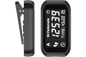 3D Pedometer Step Counter for Walking, Running & Fitness, Clip-On Wearable Pedometer Daily Activity Data Monitor, Accurate St