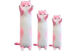 KEKESO Giant Cat Pillow Plush Cartoon Kitty Sleeping Hugging Pillow, Cuddly Soft Long Kitten Body Pillow Doll Cat Cushion Toy for Kids Girlfriend (Pink, 150cm/59inch)