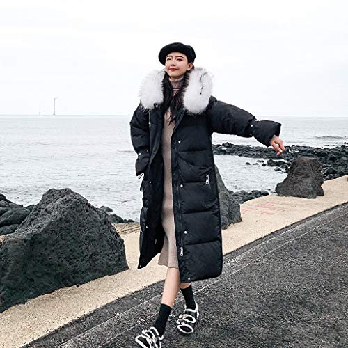 Lightclouds Faux Fur hoodeded Long Coat Work Formal Winter Jacket