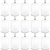 SUNNYCLUE 1 Box 18Pcs Stainless Steel Stamping Charms Blank Metal Stamping Charms Rectangle Blanks Engraving Military Dog Tag Charm for Jewelry Making Charms DIY Craft Keychain Bracelet Earring Adults