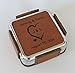 Leather Coasters Personalized with Initials Carved in Heart and Wedding Date
