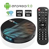 Android 9.0 TV Box, 4GB RAM 32GB ROM Android TV Box WiFi Dual 2.4GHz/5GHz Bluetooth, RK3318 Quad Core 64 Bits 3D/4K Google Android Media Box