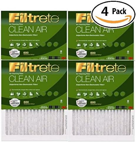 3M Filtrete Clean Air 600MPR Filters, 18X24x1 Inch 4 Pack. Removes Allergens Like Household Dust, Pet Dander, Lint, Pollen, Smoke, Mold Spores &amp; Mite Debris For Home Allergy Relief. 1 Year Supply.
