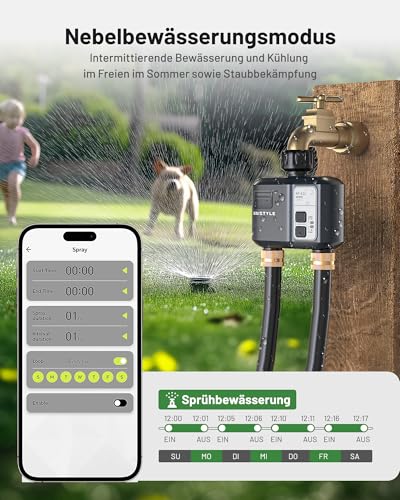 Irrigation Computer WLAN 2 Outputs: Easy Garden Watering with App & Language, 5 Individual Irrigation Plans, Smart Water Control for Lawn Sprinkler & Automatic Garden Irrigation System