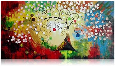 Hand-painted Oil Painting Abstract Art Tree of Life by IARTS for Home Decoration 18x36 Inches No Stretcher/No frame