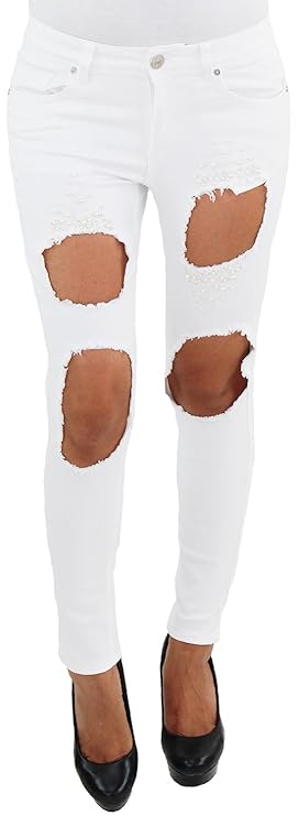 Sotala Damen Jeans mit Rissen zerrissen mit Löchern Ripped Destroyed Distressed Hose Röhrenjeans Skinny Stretchhose Damenhose
