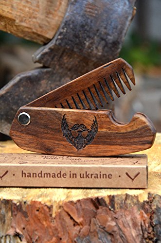 Wooden Hair Comb Folding Man Grooming kit Beard Hair Brush Anniversary Gift for Husband Moustache Walnut