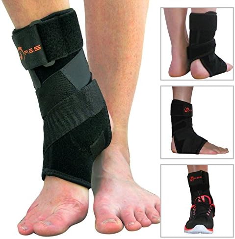 Ankle Brace by PES, Adjustable Comfortable Compression, 100%, Best Support Foot Stabilizer for Athletics, Reducing risk of Injury, Sprain Recovery, Joint Pain and More!