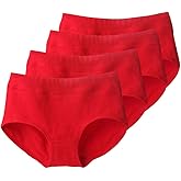 Ohraina Women's Cotton Underwear Red Mid Waist Briefs Breathable Soft Ladies Stretch Panties The Birth Year Underpants 4Pack(Red-XL)