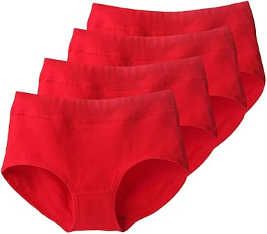 Amazon.com: Ropa interior de algodón para mujer, color rojo, cintura media, transpirable, suave, elástico, pantalones de mujer para el año del nacimiento, 4 unidades: Clothing