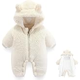 AiWMGL Newborn Baby Bear Outfit Suit Girls Boys Fleece Jumpsuit Romper Hooded Winter Snowsuit Clothes