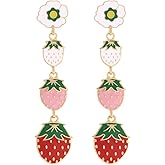 Cute Strawberry Earrings for Women Sweet Red Strawberry Dangle Earring Strawberrys Drop Earring Fruit Earrings Jewelry