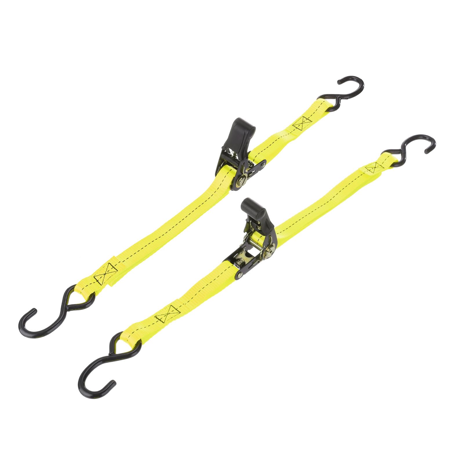 PATIKIL Boat Trailer Transom Tie Down Straps 25mm x 1 m / 1"x3.3', 1763lbs Break Strength Ratchet Adjustable Straps with S Hook for Marine Trailing Boating, Yellow