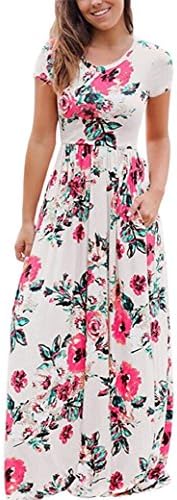 Wearlove Women's Floral Print Round Neck Sleeveless Long Maxi Casual Dress (Medium, white2)