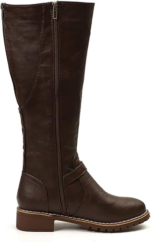 ladies flat calf length boots