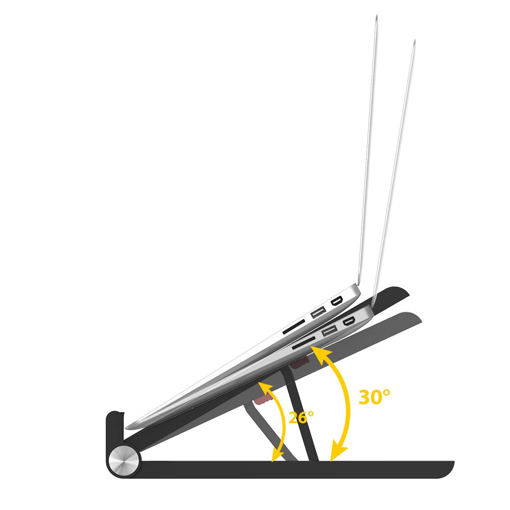 Laptop Stand,Elekin Adjustable Stand for Desk, Portable Light-weight Holder for Laptop/Notebook/Thinkpad/MacBook Pro/air, Foldable,Universal Stand size 11 inch -15.6 inch-Black