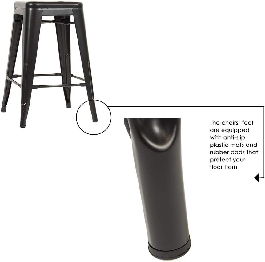 FDW Metal Bar Stools Set of 4 Counter Height Barstool Stackable Barstools 24 Inch 30 Inch Indoor Outdoor Patio Bar Stool Home Kitchen Dining Stool Backless Bar Chair (Black, 24"): Kitchen & Dining