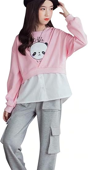 Amazon Tyqqu キッズ ジャージ運動着 体育パーカージャージ 女の子韓国風 シャツとパンツ別々販売 おしゃれ春秋ガールズ トレーナー パーカーゆったり カジュアル普段着 90 L トレーナー パーカー 通販