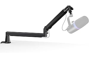 Low Profile Mic Arm, Cable Management Microphone Boom Arm, Full Aluminum Adjustable Mic Stand with Desk Clamp, 360°Rotatable 