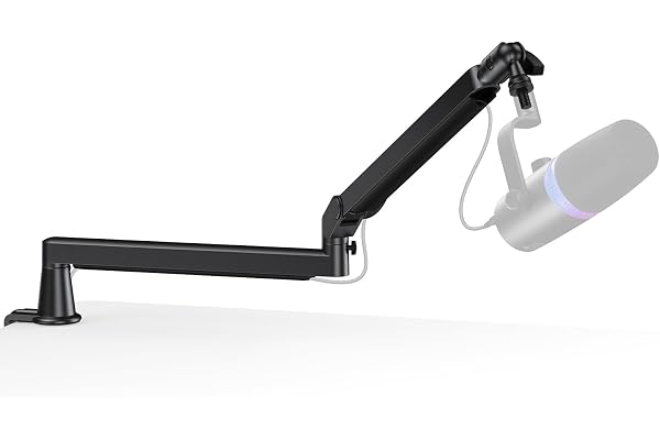 Low Profile Mic Arm, Cable Management Microphone Boom Arm, Full Aluminum Adjustable Mic Stand with Desk Clamp, 360°Rotatable