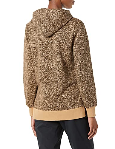 AMAZON ESSENTIALS WOMEN’S FLEECE HOODED TUNIC SWEATSHIRT, CAMEL CHEETAH, X-SMALL