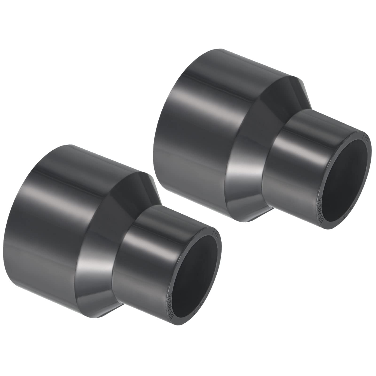 PATIKIL PVC Reducer Pipe Fitting 2x1.3 Inch Socket, 2 Pack Straight Coupling Adapter Connector, Grey — image 1