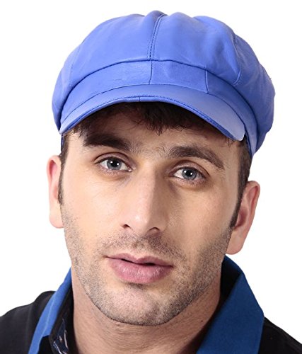 blue leather cap