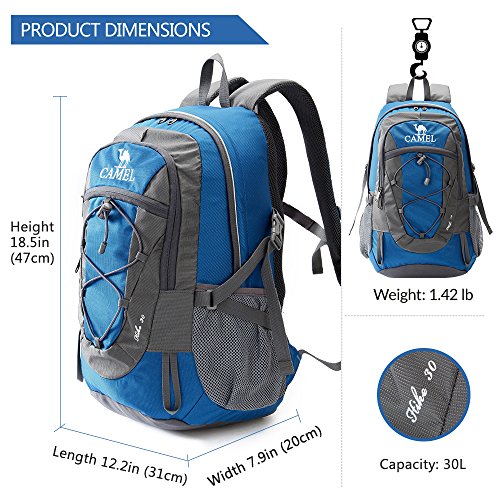 Camel 30L Lightweight Hiking Backpack Outdoor Backpacking Travel