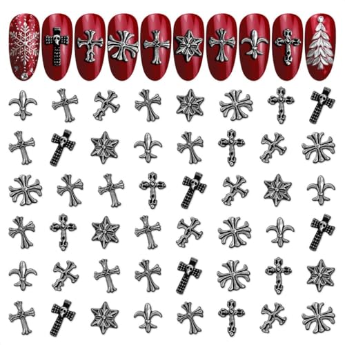 Photo 1 of 100 Pcs Cross Nail Charms and Gems – 3D Acrylic Silver Cross Charms for Nails for DIY & Professional Manicure – Easy-to-Apply & Durable Nail Decorations, Versatile for Y2K or Daily Manicure Designs