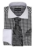Men's Gingham Check Dress Shirt, Tie, Hanky and Cufflink Set - Many Colors Available
