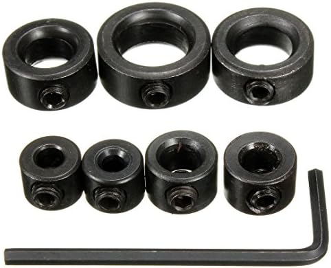 XT AUTO 7pcs General Tools & Instruments Bit limit ring - 3 4 5 6 8 10 12mm Drill Stop Assortment for Drill Bits Consistent Drilling with Allen Wrench to Tighten the Stops Set-Screws