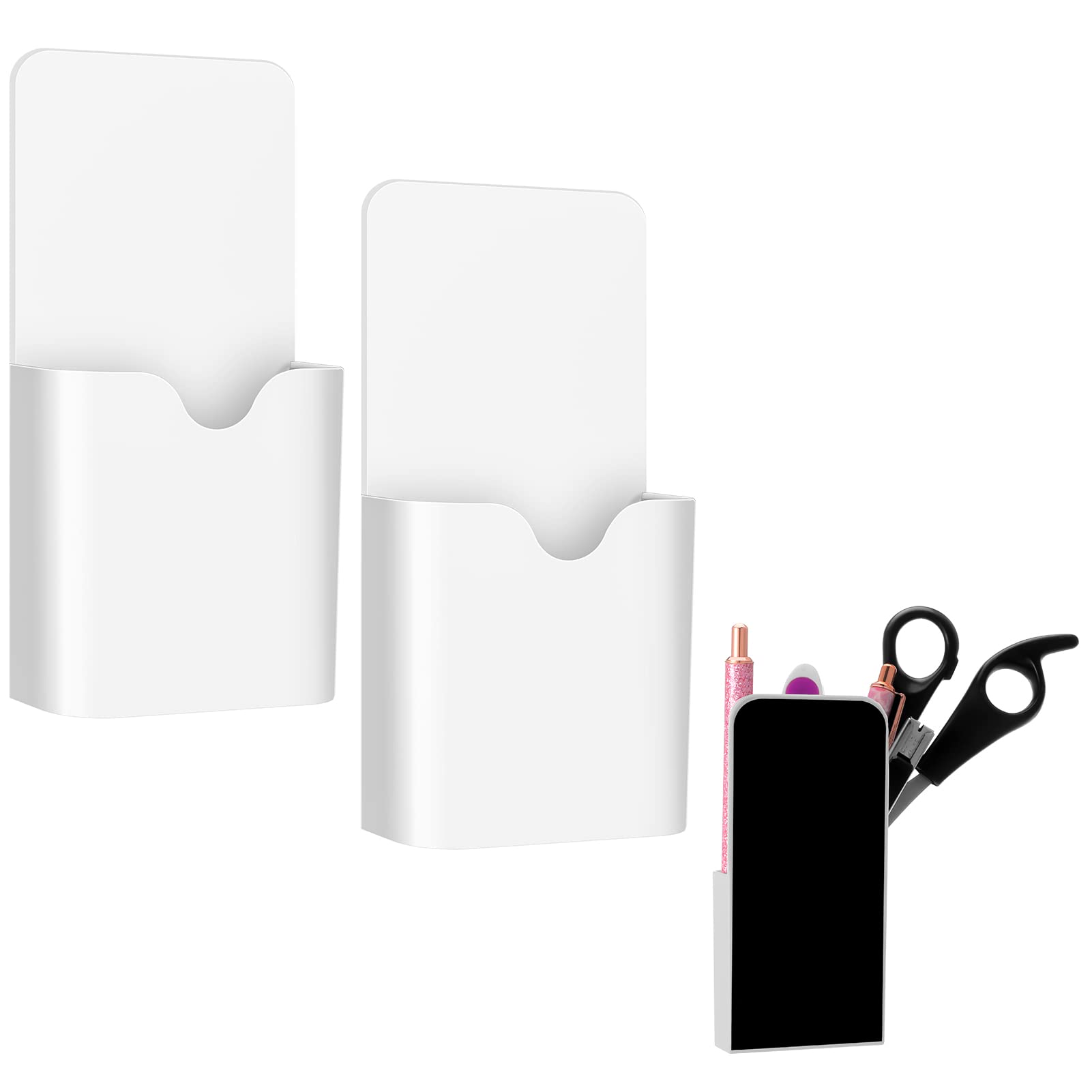 Cerolopy 2pcs Magnetic Pen Holder White Pen And Eraser Magnetic Marker Holder For Whiteboards,fridge,refrigerator,home,office