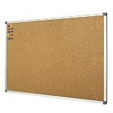 Lockways Cork Board Bulletin Board, Double Sided Corkboard 36 x 24 Inch, Notice Board 3 x 2, Silver Aluminium Frame
