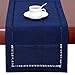 Grelucgo Handmade Hemstitch Solid Navy Blue Nautical Rectangular Table Runner Or Dresser Scarf (14 x 60 Inch)