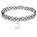 Cozylife Girls Black Stretch Gothic Tattoo Henna Hippy Choker Necklace with Moon Star Pendant