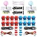 Dashtop LED Arcade DIY Parts 2X Zero Delay USB Encoder + 2X 2/4/8 Way LED Joystick + 20x LED Illuminated Push Buttons for Mame Windows System & Raspberry Pi Projece Arcade Project Red + Blue Kits