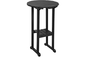 Sundale Outdoor 39 Inches Height Adirondack Bar Table, Patio HDPE Pub Height Round, All Weather High Top Bistro Table for Outside Deck Porch Balcony Poolside, Black
