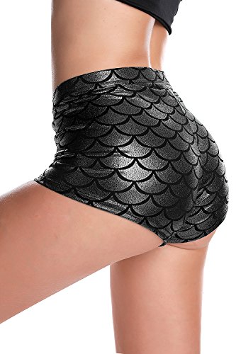 Women s sexy mermaid fish scale shorts (small, black si…