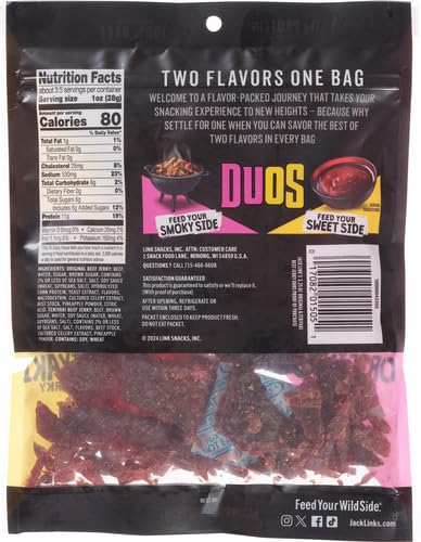 JACK LINK’S DUOS ORIGINAL/TERIYAKI BEEF JERKY 3.25 OZ